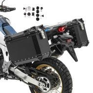 Motorcycle Aluminium Panniers Set XW38 Bagtecs Side Cases 2x38 Liters + adapter black