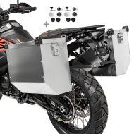 Aluminium panniers set 36L compatible with Honda Transalp XL 600/ 650/ 750/ V Bagtecs Atlas + kit for pannier rack