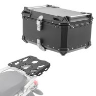 Set Alu Topcase + Gepäckbrücke passend für BMW R 1200 GS 04-12 Bagtecs XB65 schwarz
