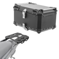 Set Alu Topcase + Gepäckbrücke passend für Kawasaki Versys 650 14-24 Bagtecs XB65 schwarz