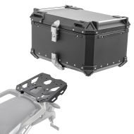 Set Alu Topcase + Gepäckbrücke passend für Triumph Tiger 900 GT / Pro 20-24 Bagtecs XB65 schwarz