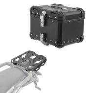 Set Alu Topcase + Gepäckbrücke passend für Triumph Tiger 1200 Rally Pro 22-24 Bagtecs XS45 schwarz