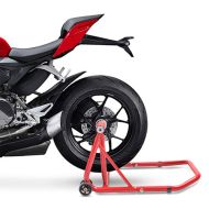 Single swing arm paddock stand compatible with Ducati Streetfighter V2 ConStands Single-Classic red