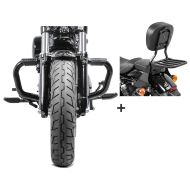 Set Sturzbügel Craftride mit Gummipads und Sissybar SB1 mit Pad für Harley Sportster Forty-Eight 48 10-20 schwarz_1