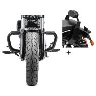 Set Sturzbügel Craftride mit Gummipads und Sissybar Short mit Pad für Harley Davidson Sportster 04-20 schwarz_1