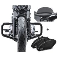 Set STS7 Sturzbügel Mustache Craftride, Innentaschen Set und Windschutzscheibe M für Harley Davidson Sport Glide 18-20_1