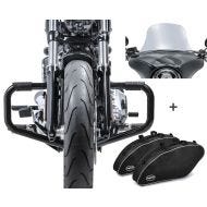 Set STS6 Sturzbügel Mustache Craftride, Innentaschen Set und Windschild L für Harley Davidson Sport Glide 18-20_1