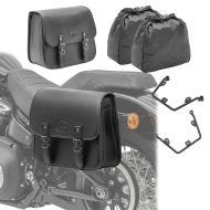 Set 2x Satteltasche + Halter für Harley Davidson Dyna Super Glide Custom 05-15 Craftride LAR-P_1