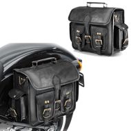 Set 2X Leder Satteltasche für Royal Enfield Classic 500 / Meteor 350 Seitentasche Craftride SV3 schwarz_1