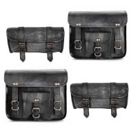 Leather saddlebag set compatible with Yamaha XV 1100 / 125 Virago with tool bags Craftride SW1 4 pieces black
