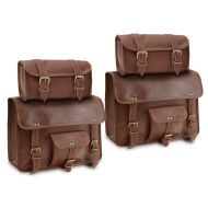 Leather saddlebag set compatible with Yamaha XV 1100 / 125 Virago with tool bags Craftride SW1 4 pieces brown