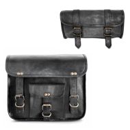 Leather saddlebag set compatible with Moto Guzzi V9 Bobber / Sport with tool bags Craftride SW1 2 pieces bl