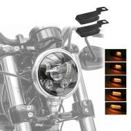 Set LED Scheinwerfer 5,75" Craftride + LED Lauflicht Blinker TS4 mit E-Prüfzeichen Lumitecs getönt für Harley Davidson_1