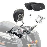 Set AF1 Sissybar mit Gepäckträger W1 chrom, Montagekit und Seitenkoffer Innentasche für Harley Touring 14-20 Craftride_1