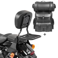 Sissybar SB1 + Hecktasche LX für Harley Sportster 883 04-10 abnehmbar mit Gepäckträger Craftride schwarz_1