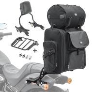 Sissybar + Hecktasche für Harley Fat Bob / 114 18-21 R1 mit Gepäckträger schwarz Craftride_1