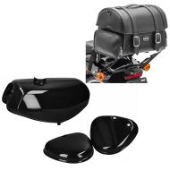Tank / Petrol Tank compatible with Simson S51 / S70 with side cover black + Rear Bag Craftride