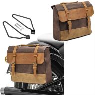 Set 2x Satteltaschen + Halter für Royal Enfield Classic 500 / Meteor 350 Satteltasche Craftride CV5 braun_1
