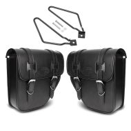 Set 2x Satteltaschen + Halter für Harley Davidson Street 750 / 500 Craftride Texas schwarz_1