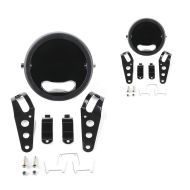 2x Motorcycle headlamp housing kit 5 3/4" with fork brackets 1.38-1.69 inch black Discount Set
