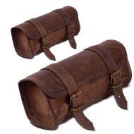 2x Motorcycle leather tool bag for cruiser classic scrambler fork roll bag LR2 brown Discount Set
