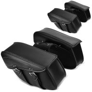 2x Throw-Over saddlebags for cruiser and retro Craftride VH5 black Discount Set
