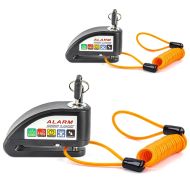2x Alarm Brake Disc Lock + Reminder cable Theft Protection motorbike 110dB black Discount Set