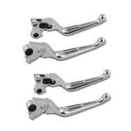 2x Brake and Clutch Lever Set Stripe fits for Harley Davidson Sportster Dyna Softail Touring 96- chrome Craftride Set Discount
