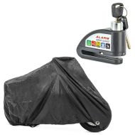 Set: Bremsscheibenschloss Alarm 110dB Tourtecs Diebstahlschutz schwarz + Abdeckplane XXL Faltgarage schwarz_1