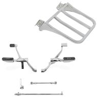 Set: vorverlegte Fußrastenanlage für Harley Sportster 14-20 + Gepäckträger für Harley-Davidson Sportster, Dyna, Softail chrom_1
