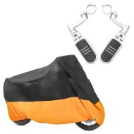 Set: Sturzbügel Fussrasten für 32mm CF9S + Abdeckplane XXXL Faltgarage schwarz-orange_1