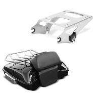 Set: Top Case Medium für Harley Touring Modelle 2014-2021 + Topcase Träger Doppelsitzbank für Harley Touring 14-21 chrom_1