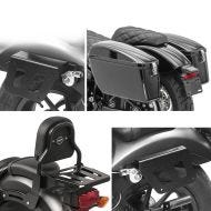 Set: Hard saddlebags compatible with Honda Rebel 500 CMX 16-24 side cases brackets + Sissy bar XS3 compatible with Honda Rebel 500 CMX 17-24 with luggage rack
