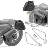 Set: Satteltaschen Montana je 8Ltr Paar rechts und links in schwarz + Satteltaschenhalter Universal Chrom_1