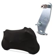 Set: Adapterplatte für ConStands Power BMW S 1000 RR 2014 + Motorradabdeckung für BMW R 850 R / S 1000 R / RR Craftride Indoor M-L schwarz_1