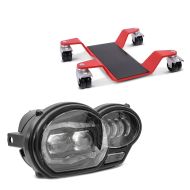 Set: LED Scheinwerfer für BMW R 1200 GS 04-12 Hauptscheinwerfer mit ECE Lumitecs QL4 + Rangierhilfe 400 kg für BMW R 1200 GS / Adventure Rangierplatte Rot_1