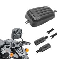 Set: Sissybar R1S für Harley Softail Street Bob 18-21 mit Gepäckträger und Docking Craftride + Soziussitz Set für Harley Davidson Softail Street Bob 18-21 mit Fußrasten und Halter Craftride FS1_1