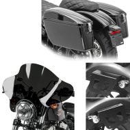 Set: Seitenkoffer für Honda Rebel 500 17-20 mit Halter abnehmbar Satteltasche Dallas Craftride + Windschild Batwing für Honda Rebel 500 17-21 Craftride inkl. Haltesatz dunkel getönt_1