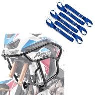 Set: Verkleidungsschutzbügel XL für Honda Africa Twin Adventure Sports 1100 20-21 Tank-Sturzbügel oben + Zurrschlaufen für Spanngurte, 6er Mega Pack Blau_1