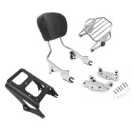 Set: Sissybar mit Gepäckträger KI und Montagekit für Harley Touring 09-13 chrom Craftride + Gepäckträger TP Abnehmbar für Harley Davidson Touring 09-13 schwarz Craftride_1
