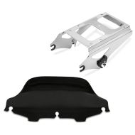Set: Gepäckträger TP Abnehmbar für Harley Davidson Touring Modelle 09-13 chrom Craftride + Windschild Wave 8" für Harley CVO Street Glide 11-13 schwarz Craftride_1