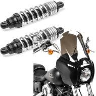 Set: Shock Absorber rear 12" (12.01 inch) fits for Harley Davidson Dyna 1991-2017 Chrome Craftride + Fairing fits for Harley Davidson Dyna Low Rider / Street Bob Craftride MG5 with windshield black-light smoke