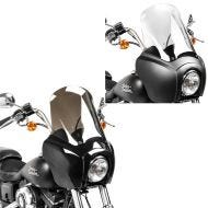 ,Set: Fairing MG5 fits for Harley Davidson Dyna Low Rider,, Street Bob black matt-clear Craftride + Fairing fits for Harley Davidson Dyna Low Rider / Street Bob Craftride MG5 with windshield black-light smoke,