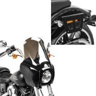 Set: Saddlebag Support Bracket fits for Harley Davidson Dyna 91-17 detachable left Craftride QL + Fairing fits for Harley Davidson Dyna Low Rider / Street Bob Craftride MG5 with windshield black-light smoke