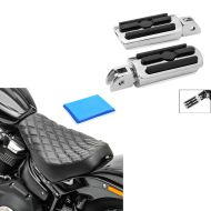 Set: Rider footpegs fits for Harley Davidson Softail 18-24 Craftride ST8 chrome + Solo Seat Gel fits for Harley Davidson Softail Street Bob / Standard 18-24 Craftride DS4