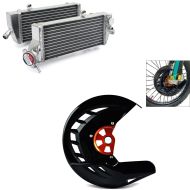 Set: Water Cooler Radiator compatible with KTM EXC-F 4-Takt 16 Pair left and right with Brake disc cover front XDure blk-orange