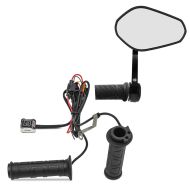 Set: Motorcycle Bar end mirrors ECE / rear view mirror SP2 pair Zaddox with Grip heating GH1 for 0.87 inch handlebars blk