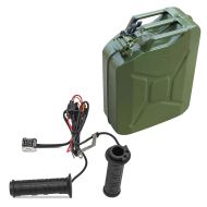 Set: Grip heating / motorcycle heated grips GH1 for 0.87 inch handlebars blk Tourtecs with Jerrycan Metal 20L JC3 Green