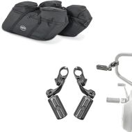 Set: Saddlebag liner bags compatible with Harley Davidson Touring 94-24 lining Craftride SP4 + Crash Bar Highway Footpegs 1.26 inch Craftride CF1 black