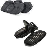 Set: Saddlebag liner bags fits for Harley Davidson Touring 94-24 lining Craftride SP4 + Passenger Floorboards fits for Harley Davidson Touring 93-24 Footboards Craftride CF2 with brackets black